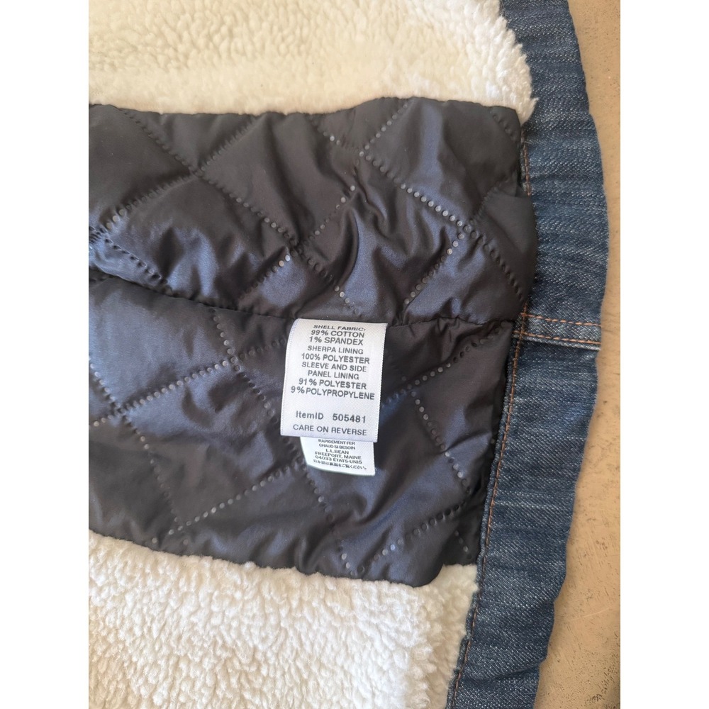 LL Bean Womens Sherpa Lined Denim Chore Jacket Blue Medium Wash Small 505481 - Picture 7 of 13